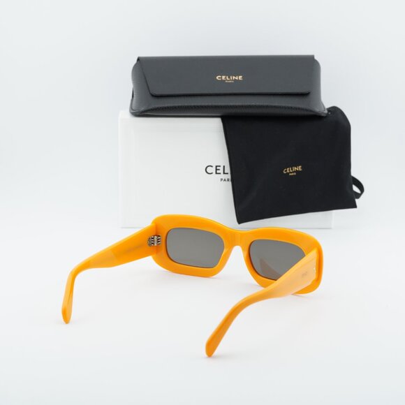Celine CL40294I 42A Rectangle Sunglasses - Glossy Orange/Grey main image 8